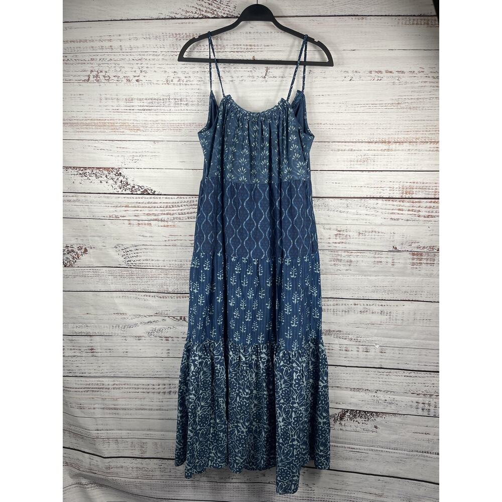 Faherty Sun Chaser Maxi Dress Women's Medium Blue Sunburst Mix Print Pockets - Picture 9 of 11